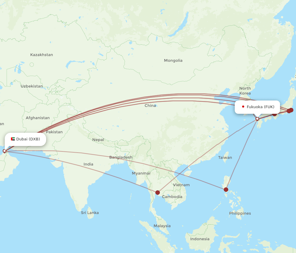 FUK-DXB flight routes