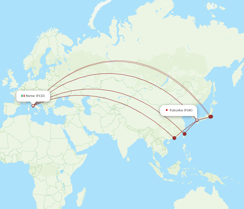 FUK-FCO flight routes