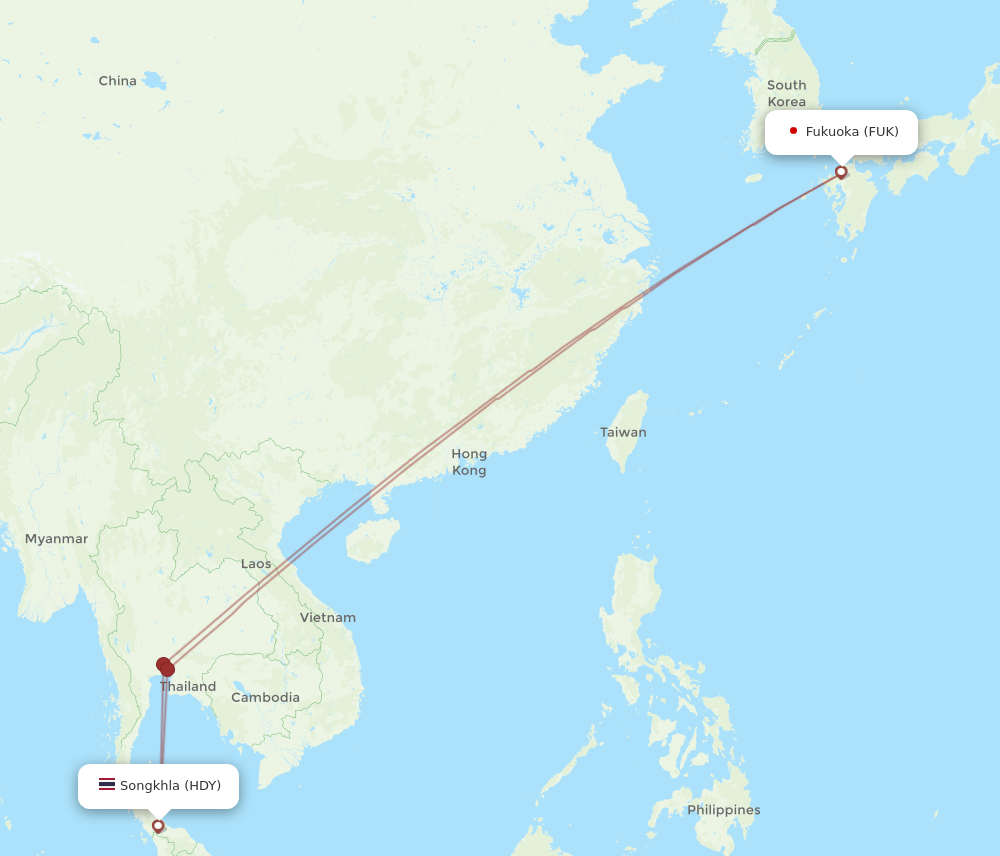 FUK-HDY flight routes