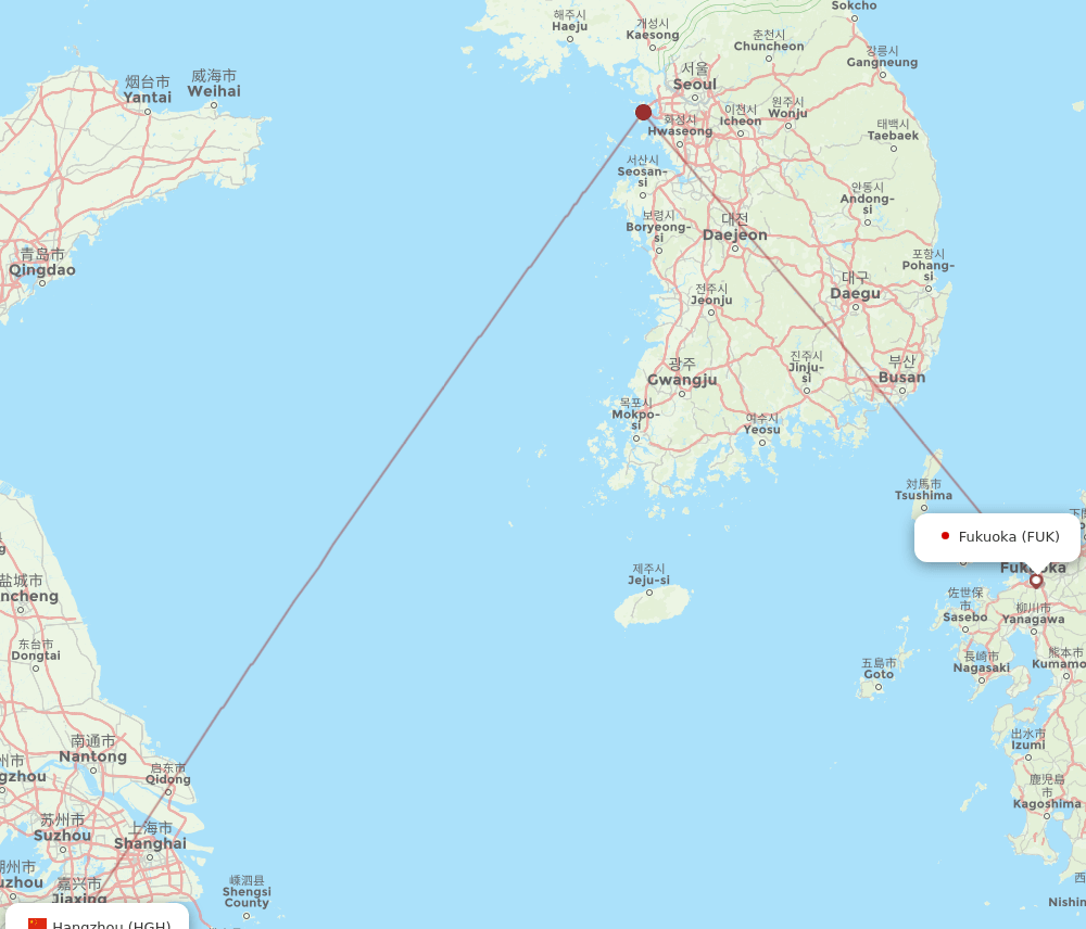 FUK-HGH flight routes
