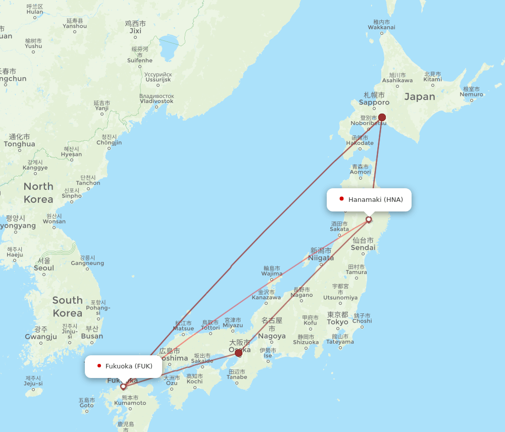 FUK-HNA flight routes