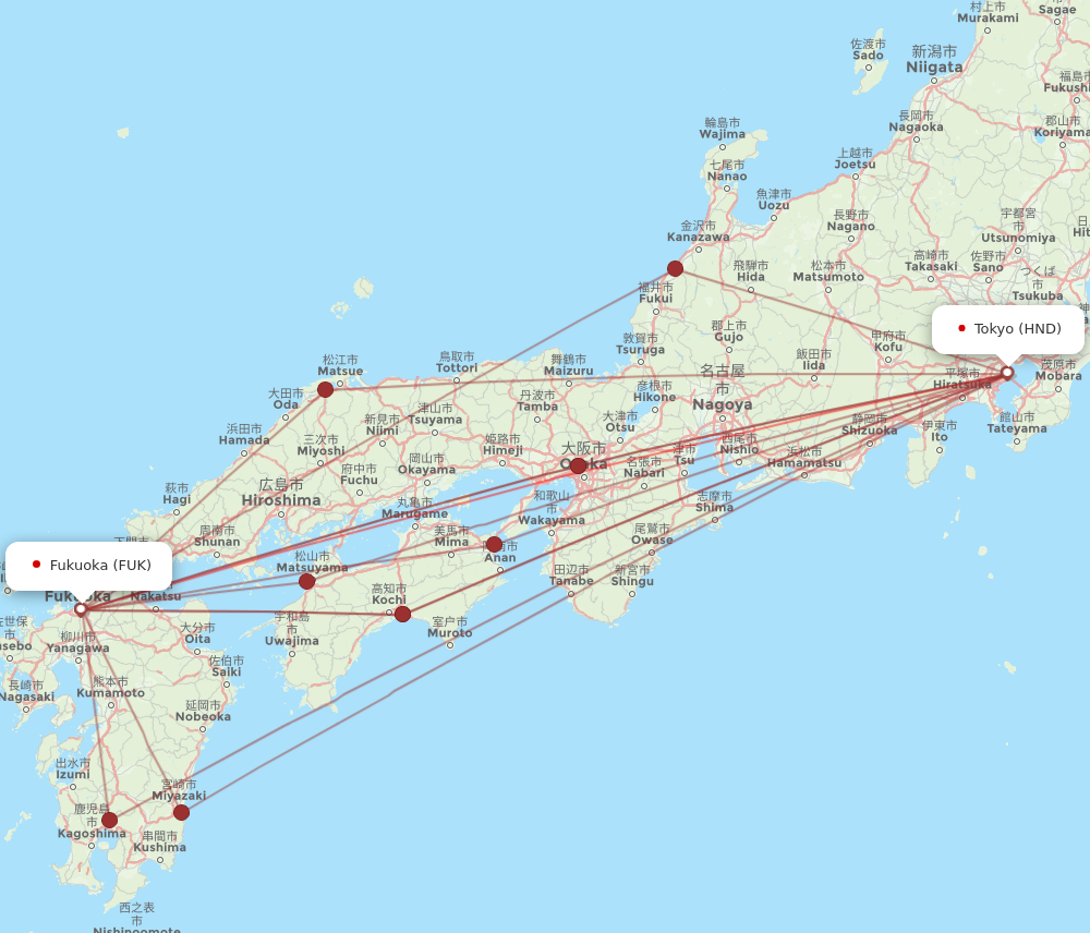 FUK to HND flights and routes map