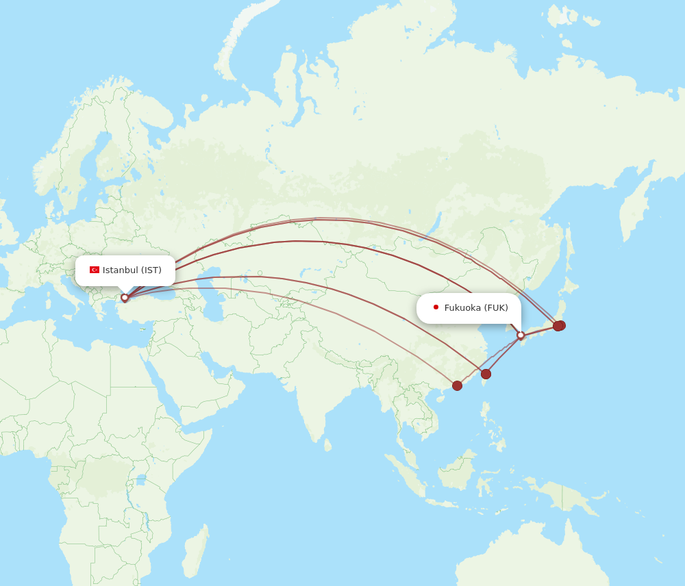 FUK to IST flights and routes map