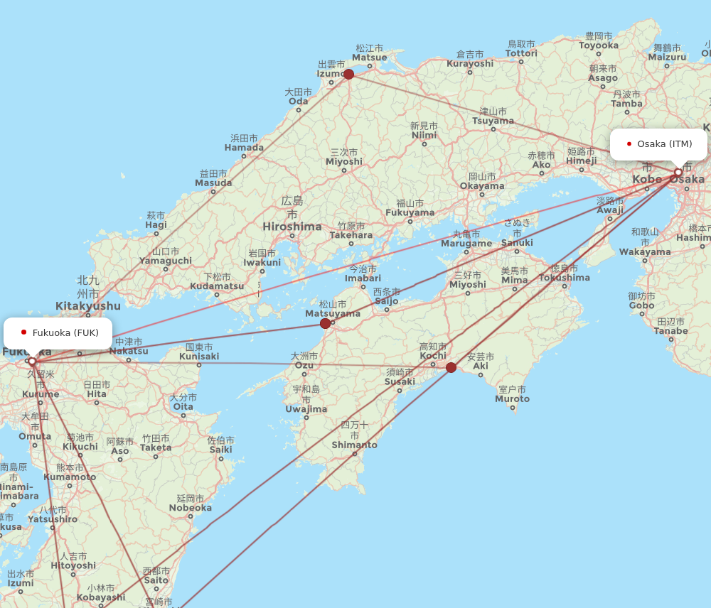 FUK to ITM flights and routes map
