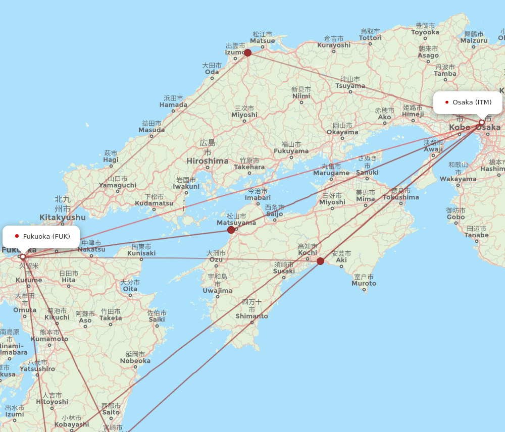 FUK to ITM flights and routes map