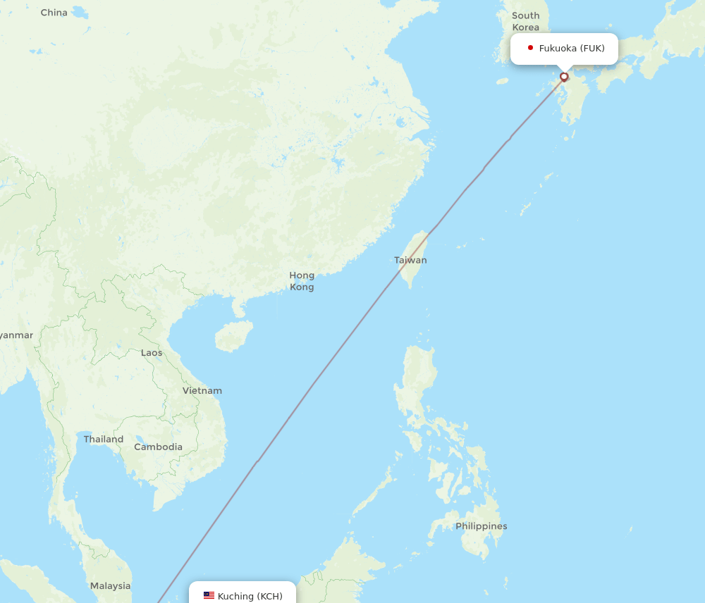 FUK-KCH flight routes