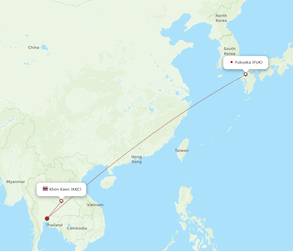 FUK-KKC flight routes