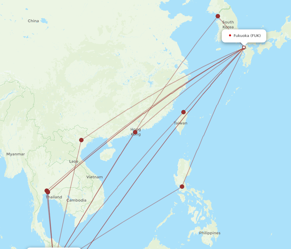 FUK to KUL flights and routes map