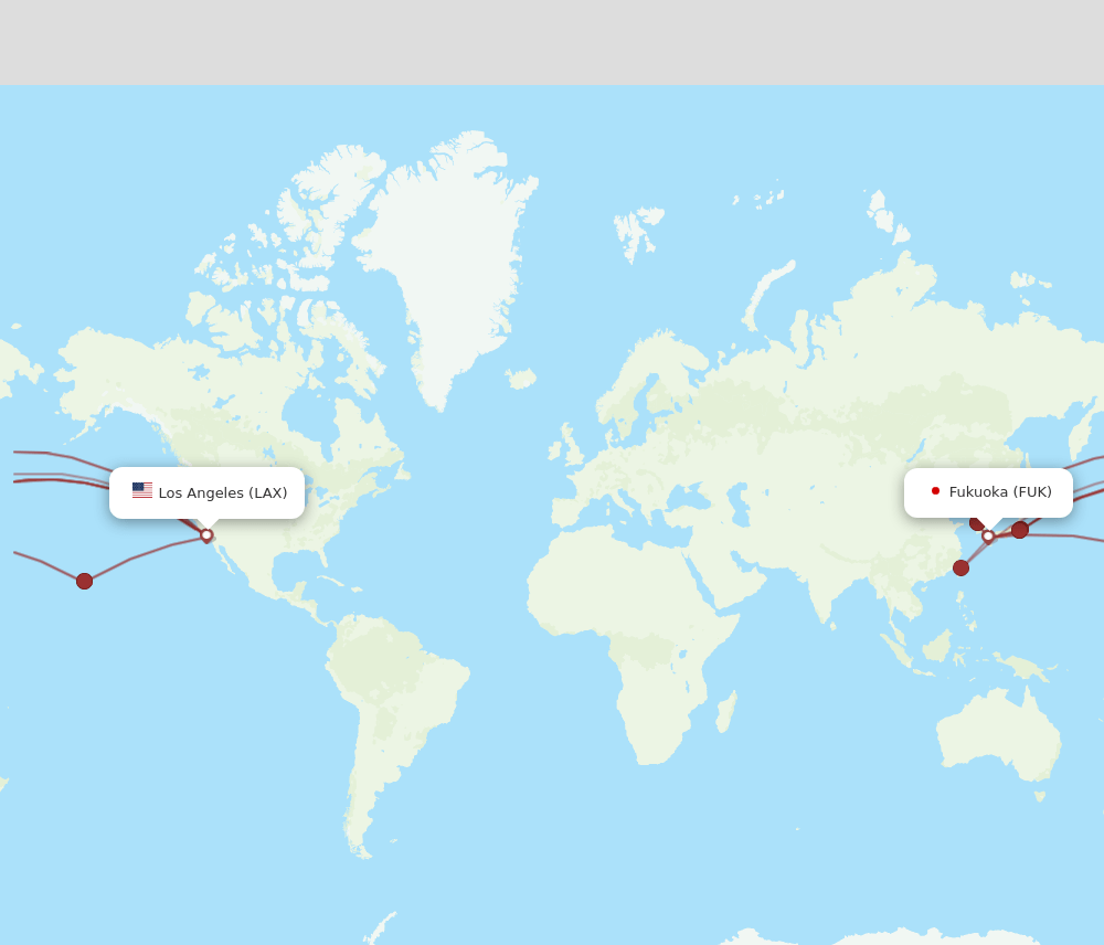 FUK to LAX flights and routes map