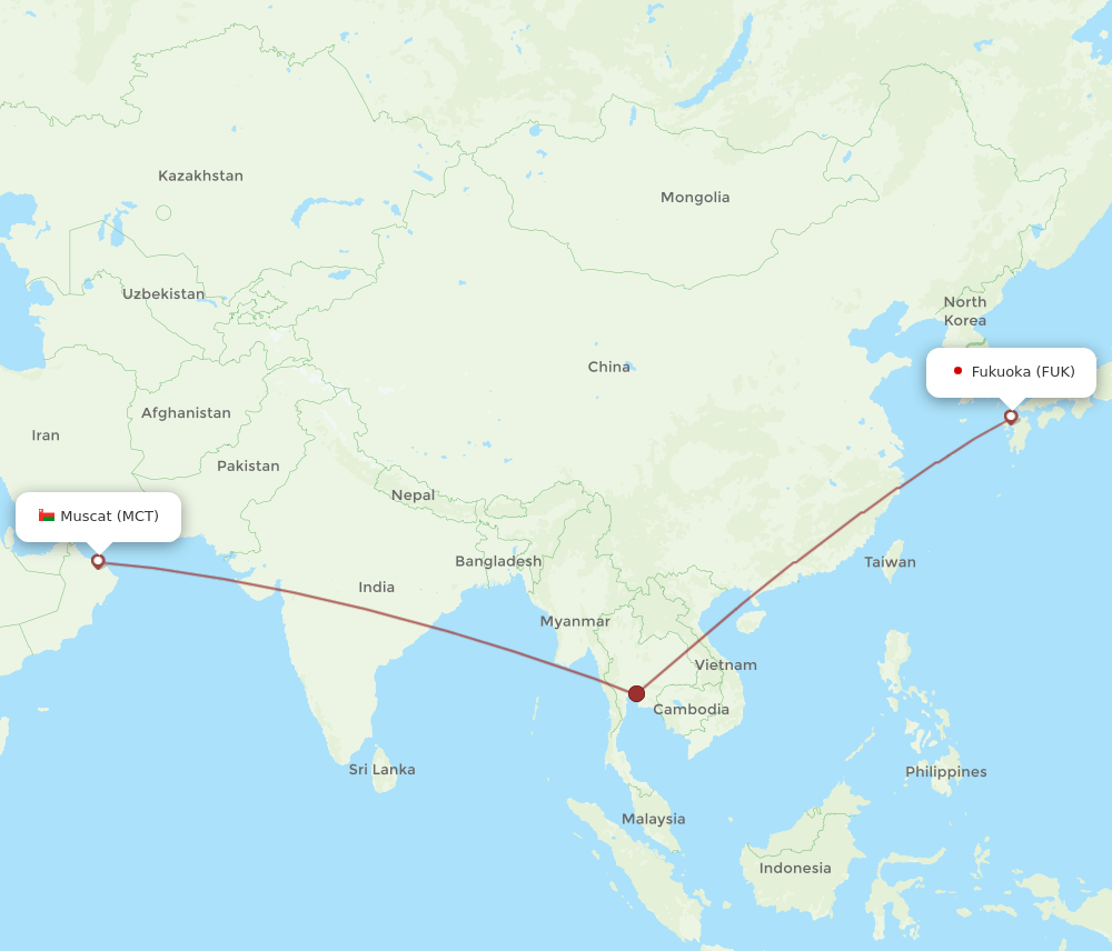 FUK-MCT flight routes