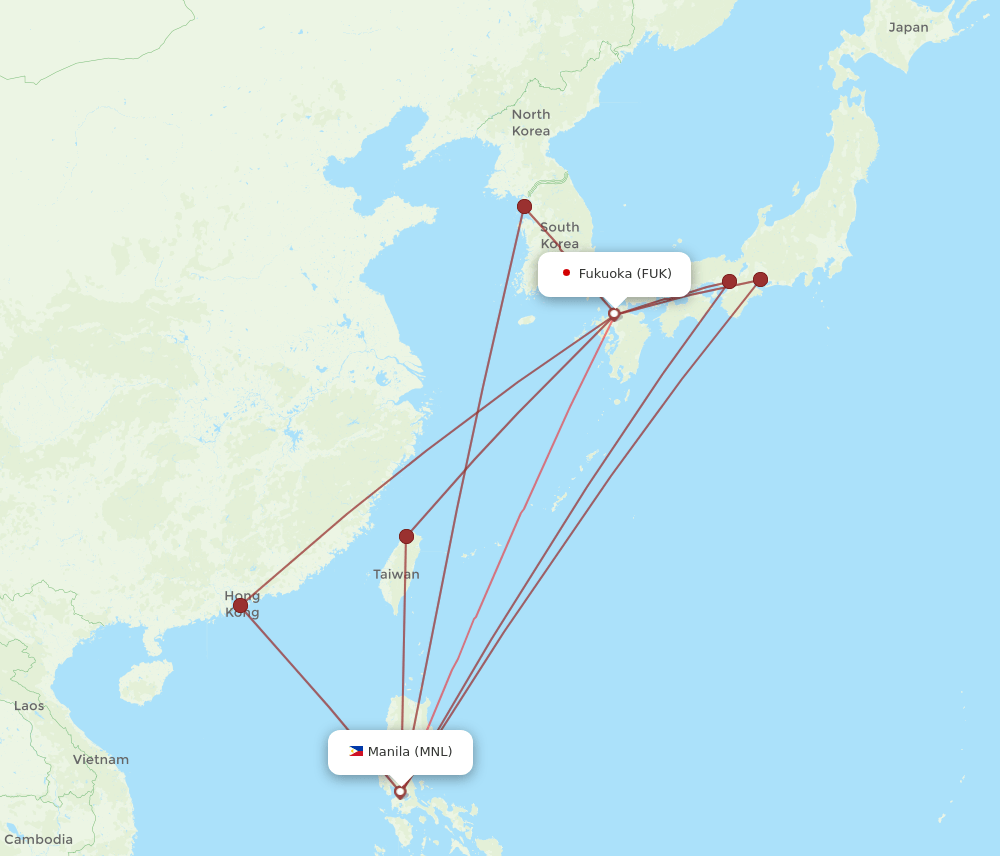 FUK to MNL flights and routes map