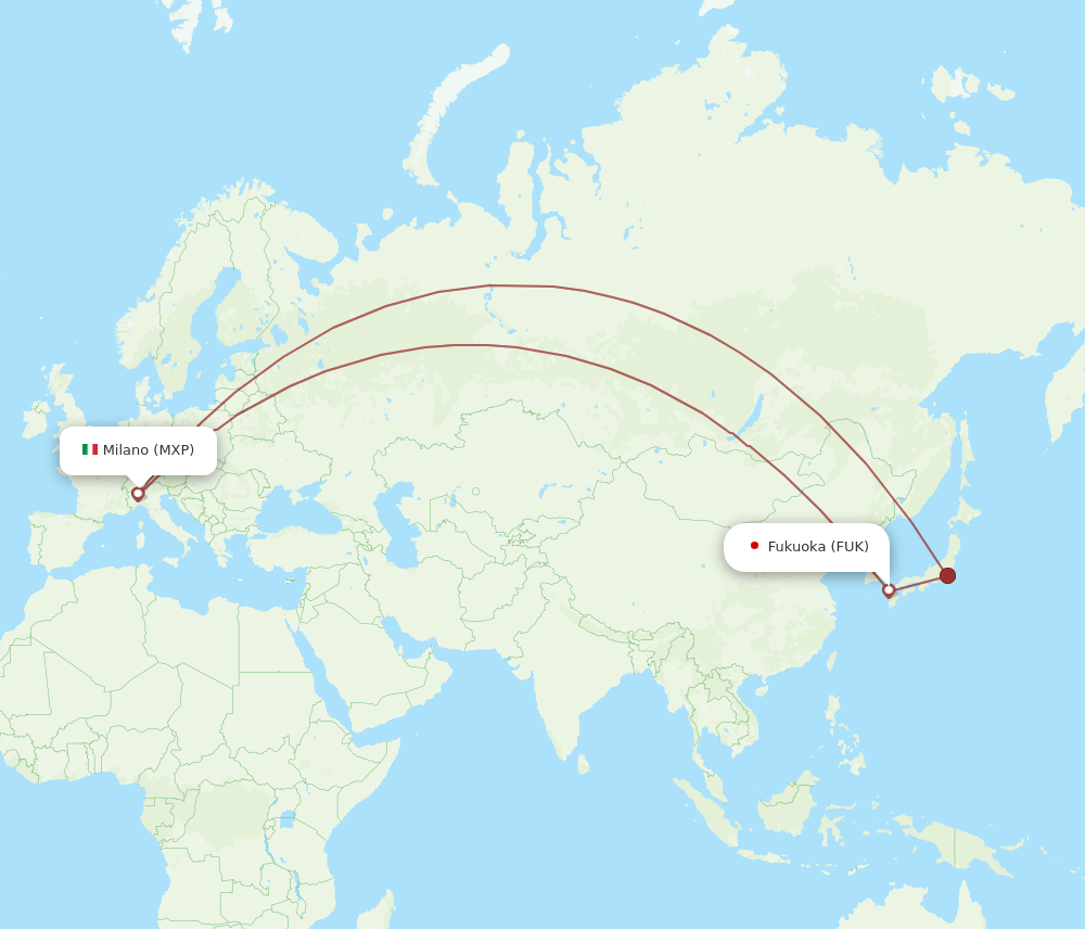 FUK to MXP flights and routes map