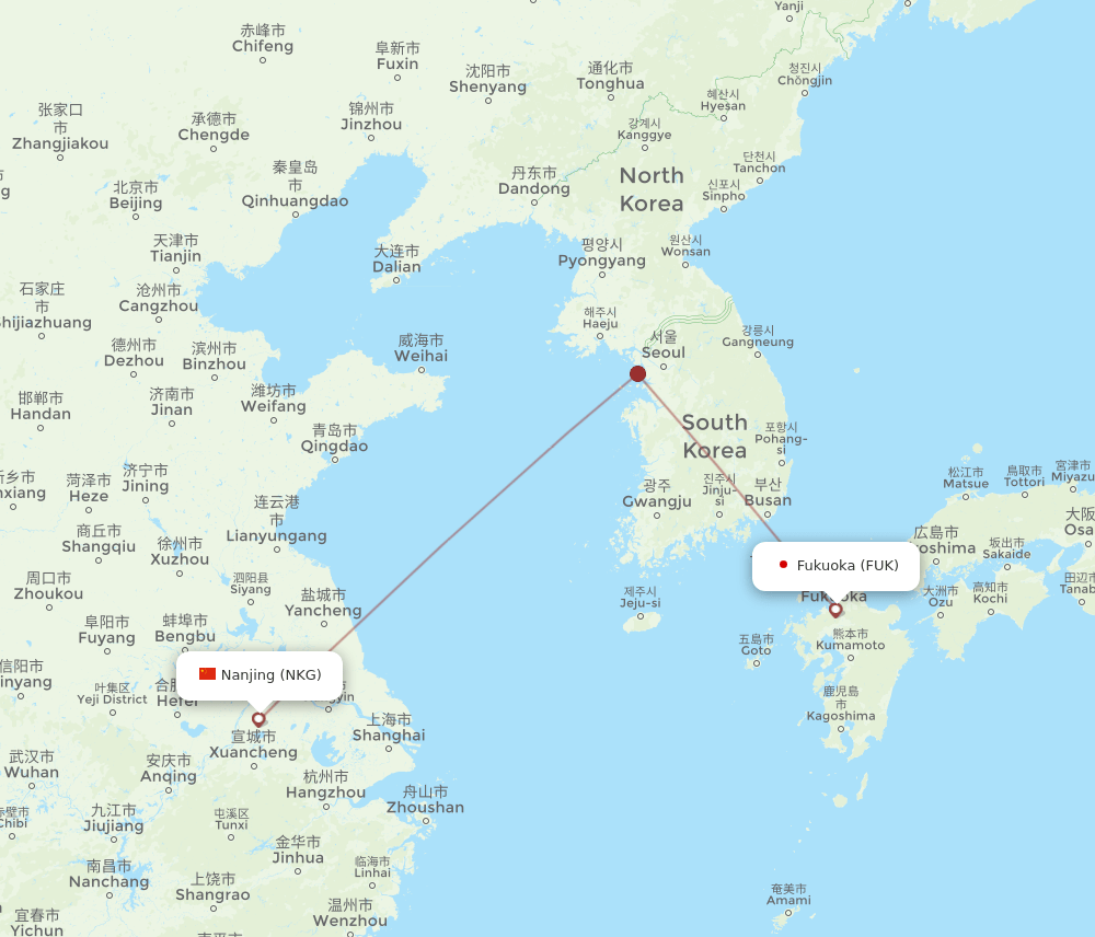 FUK-NKG flight routes
