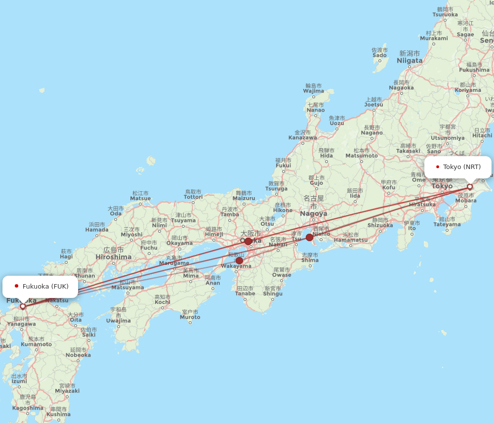 FUK to NRT flights and routes map