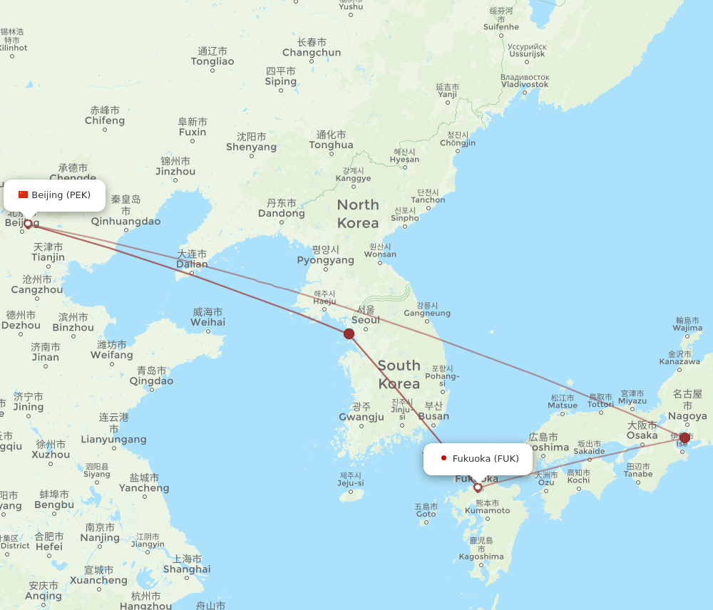 FUK-PEK flight routes