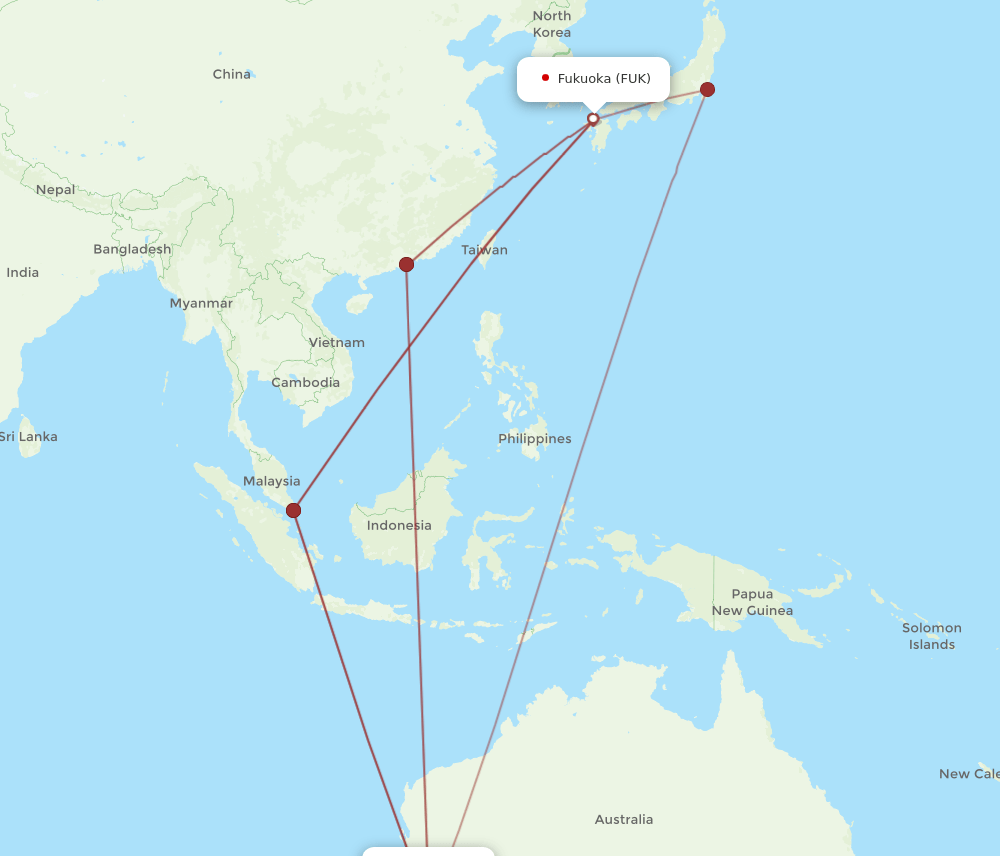 FUK-PER flight routes