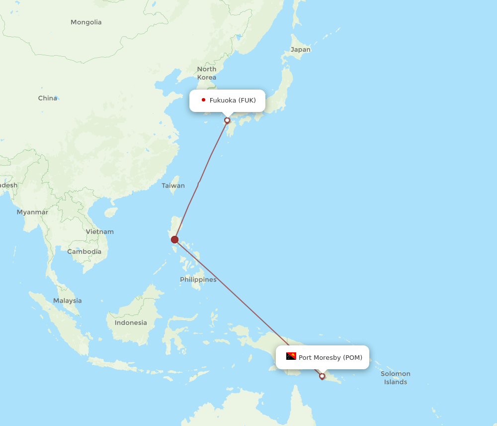 FUK to POM flights and routes map