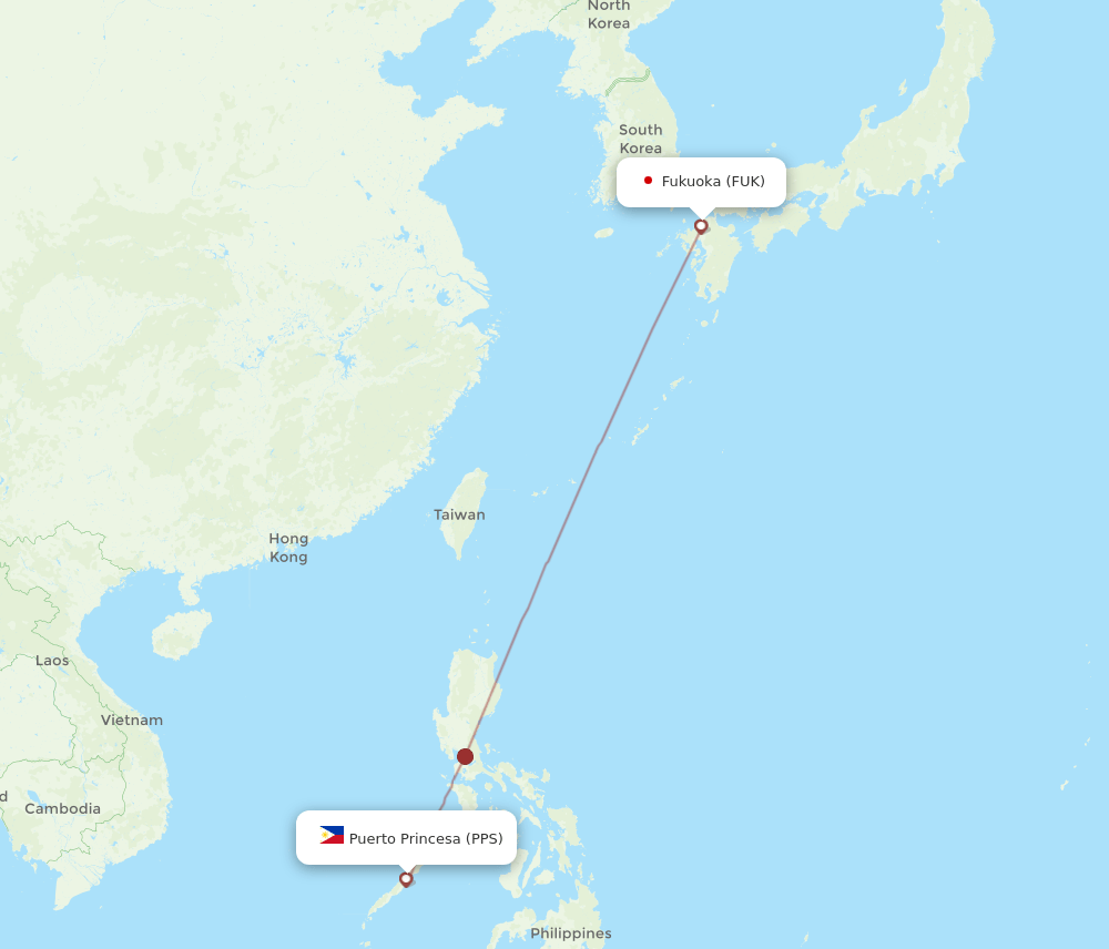 FUK to PPS flights and routes map