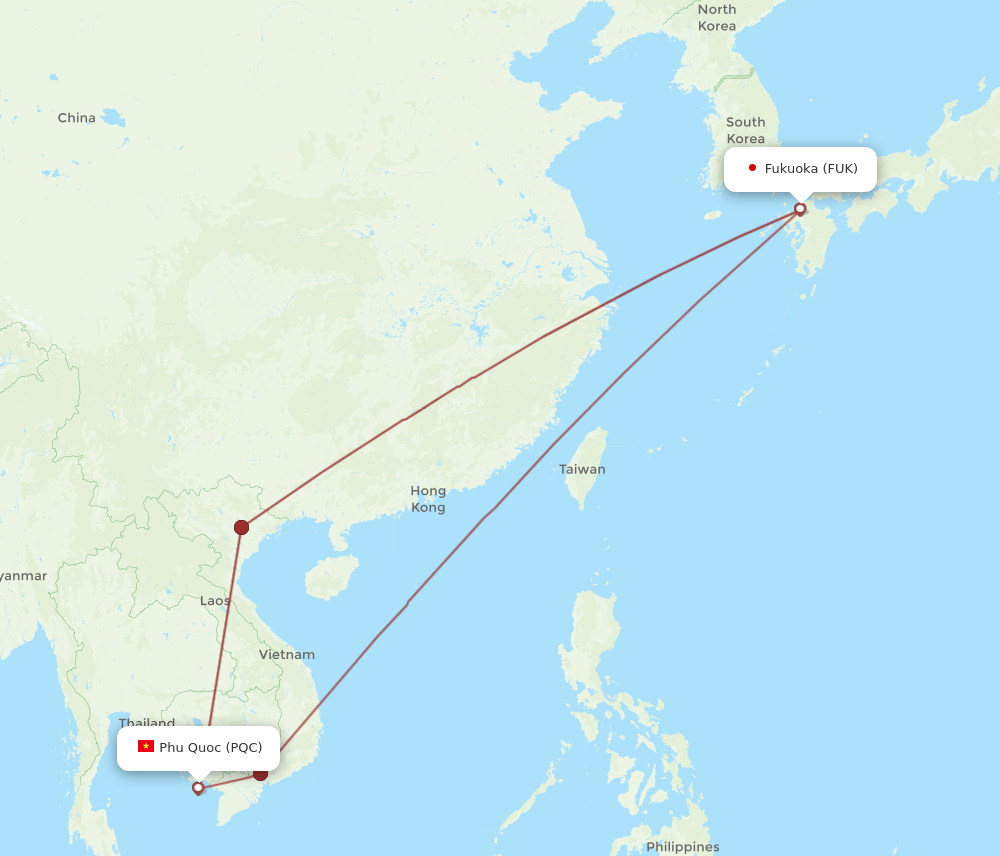 FUK-PQC flight routes