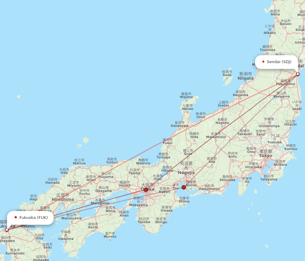 FUK to SDJ flights and routes map