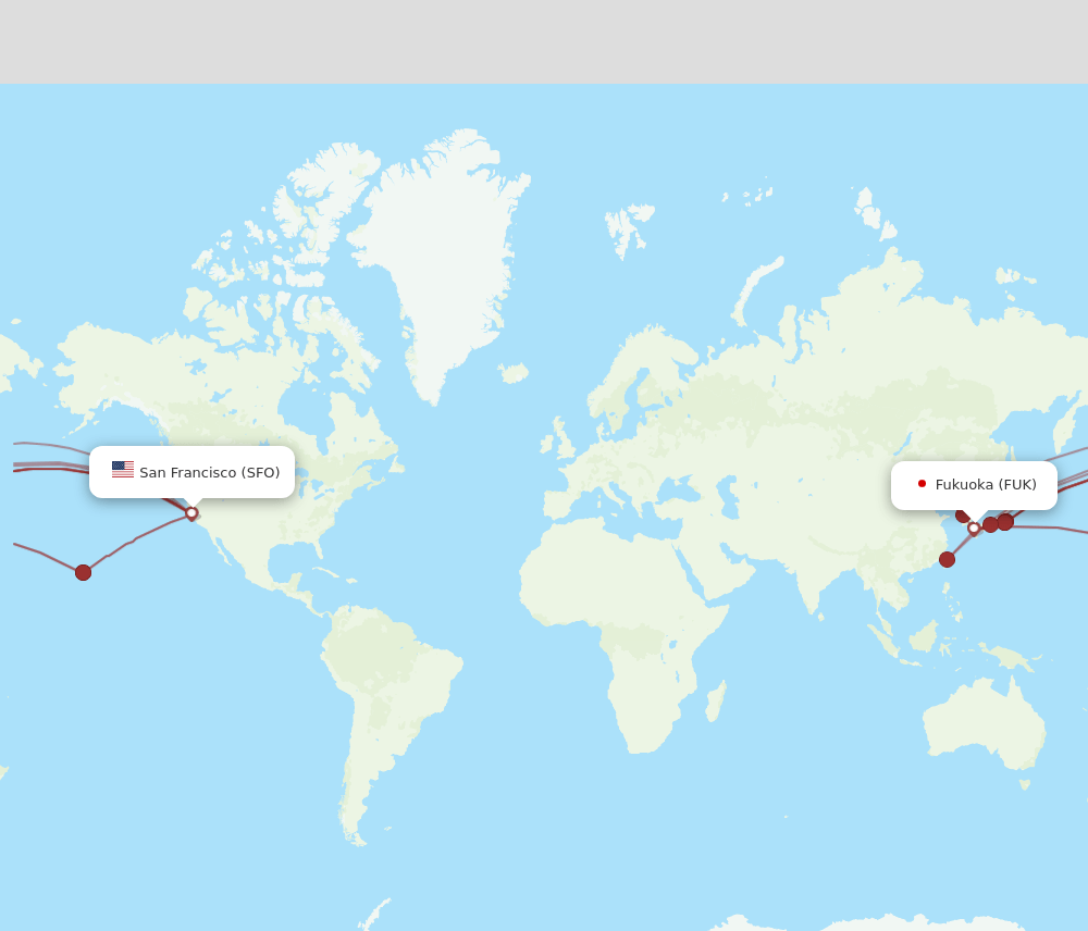 FUK to SFO flights and routes map