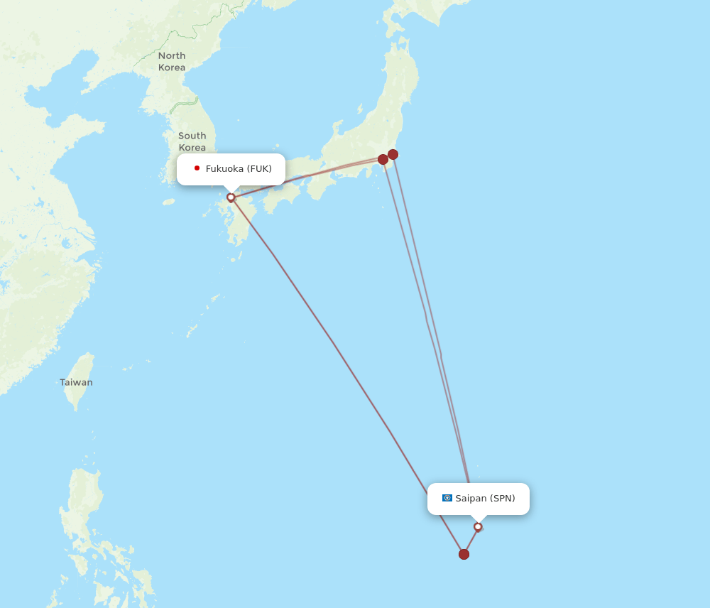 FUK-SPN flight routes