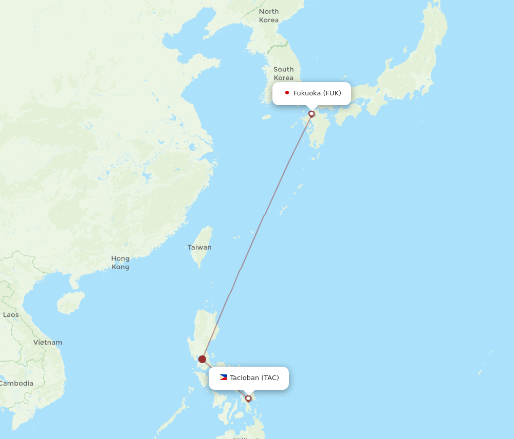 FUK-TAC flight routes