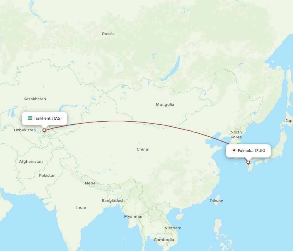 FUK-TAS flight routes