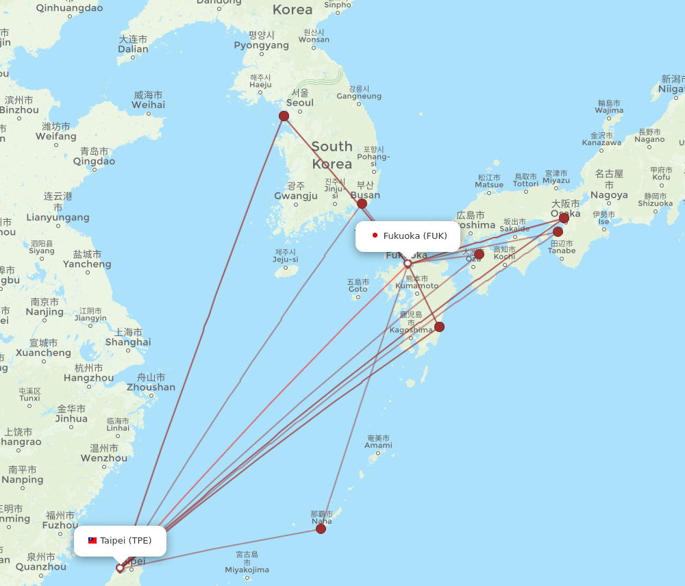 FUK to TPE flights and routes map