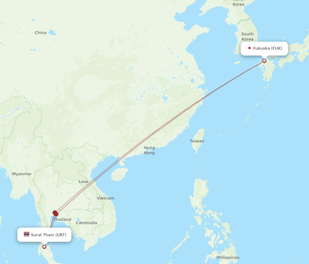 FUK-URT flight routes