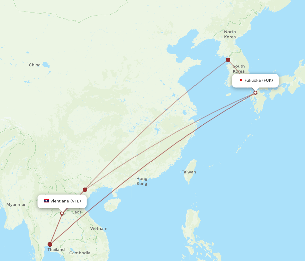 FUK to VTE flights and routes map