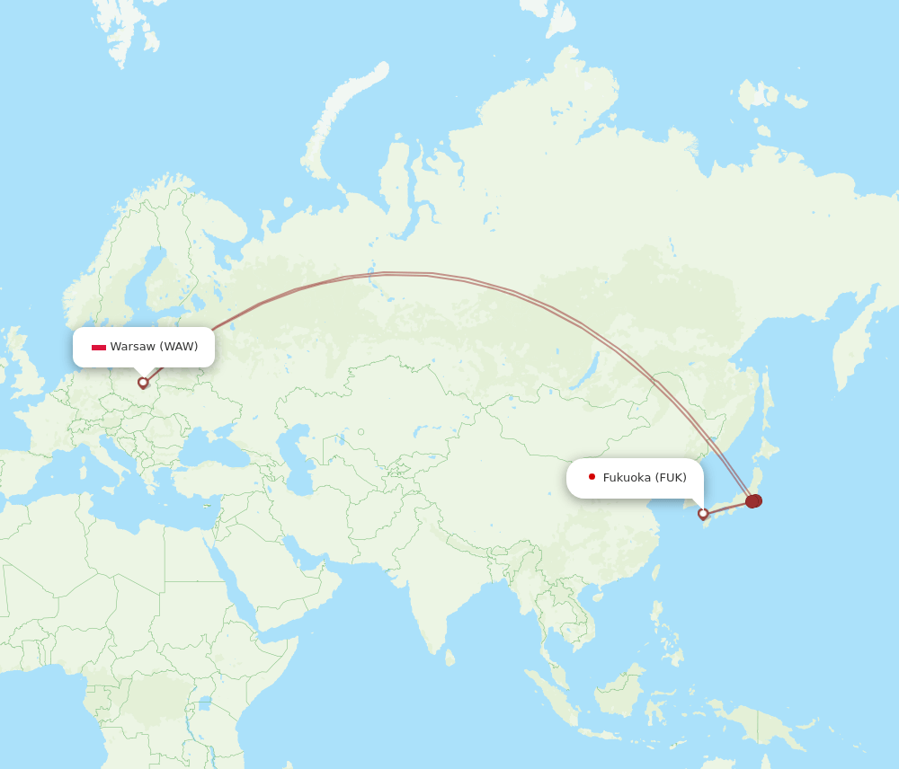 FUK-WAW flight routes