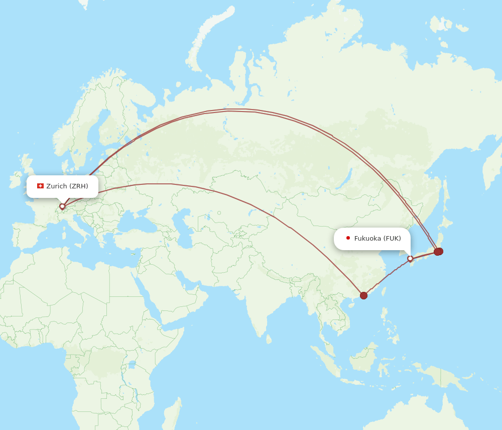 FUK to ZRH flights and routes map