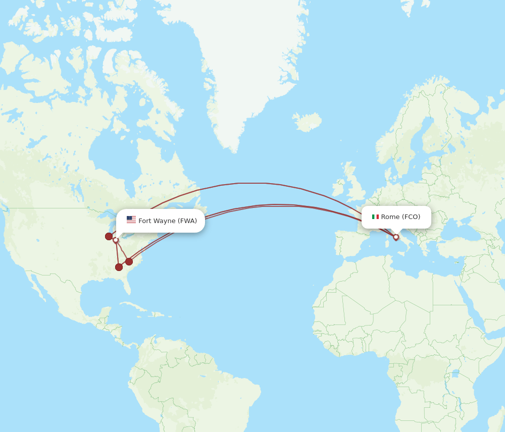 FWA-FCO flight routes