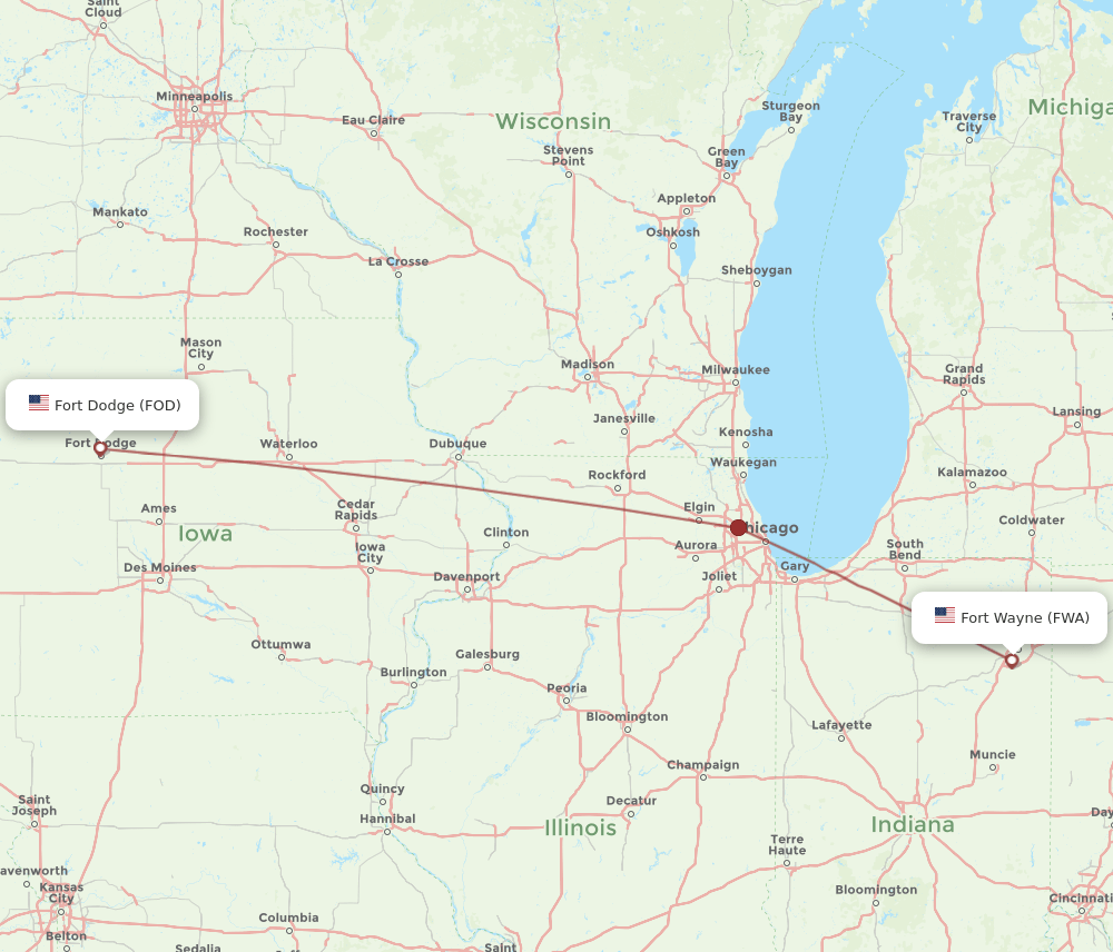 FWA-FOD flight routes
