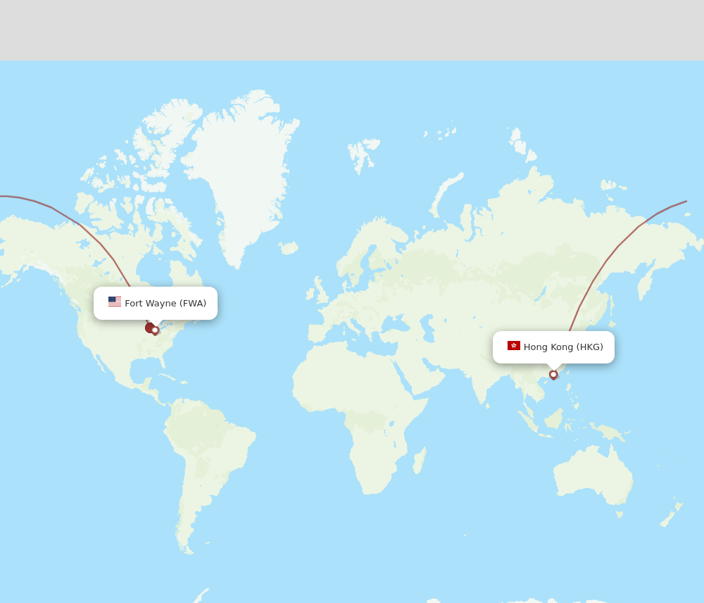 FWA-HKG flight routes