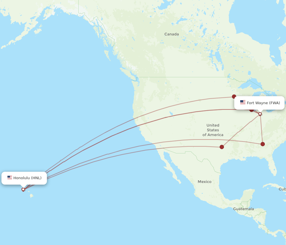FWA-HNL flight routes