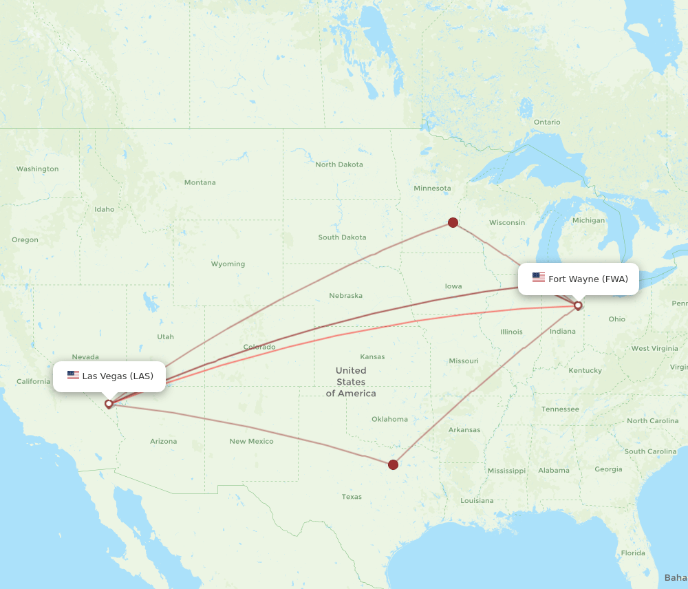 FWA-LAS flight routes