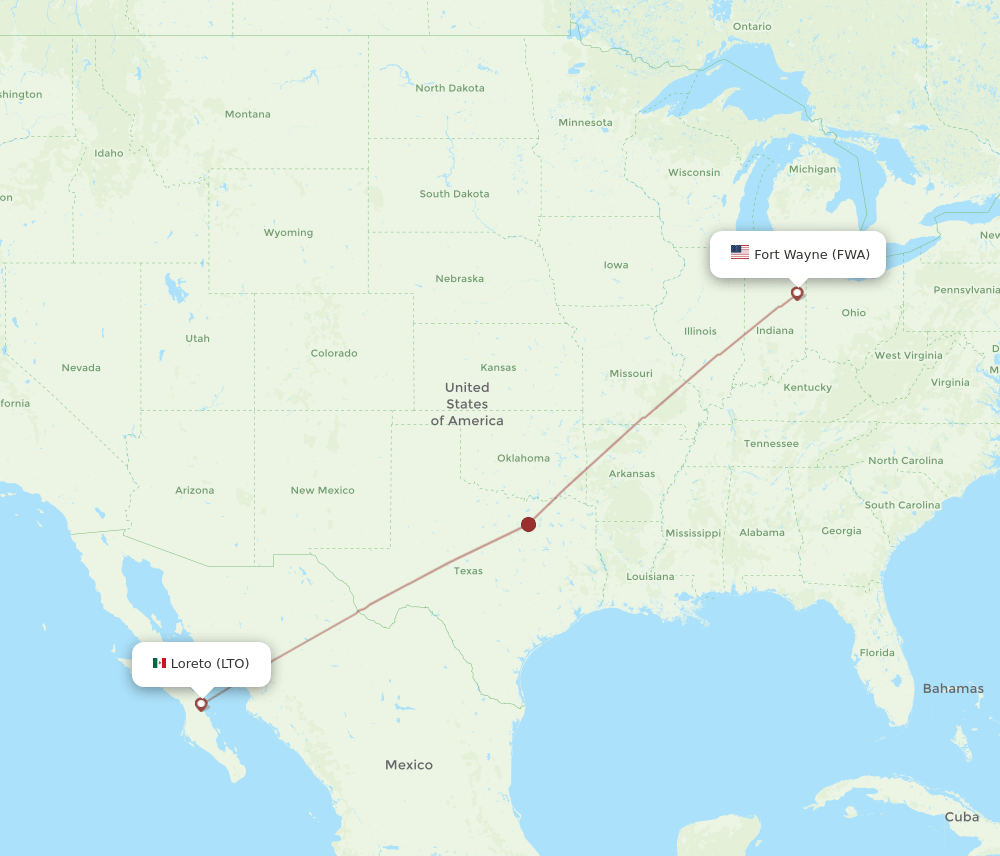 FWA-LTO flight routes