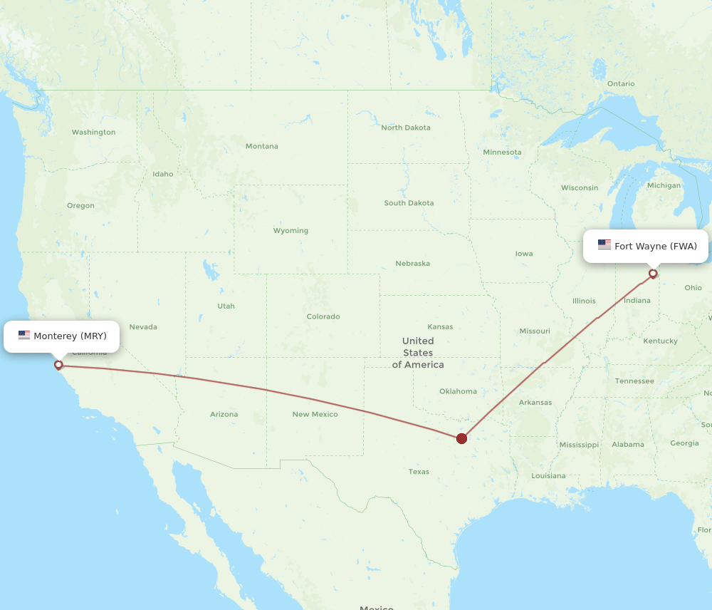 FWA-MRY flight routes