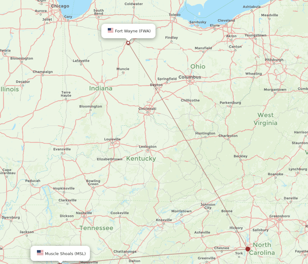 FWA-MSL flight routes