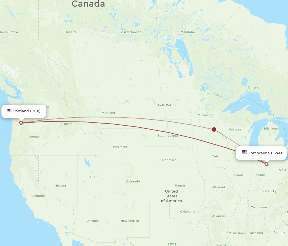 FWA-PDX flight routes