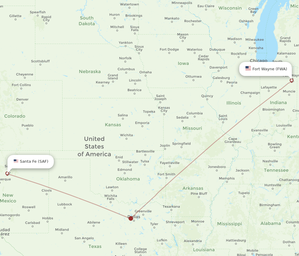 FWA-SAF flight routes
