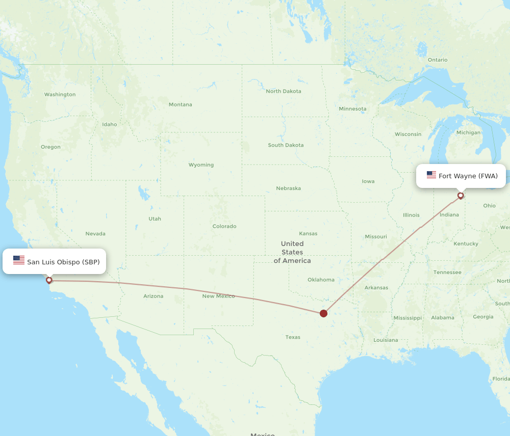 FWA-SBP flight routes