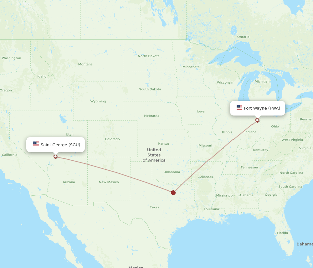 FWA-SGU flight routes