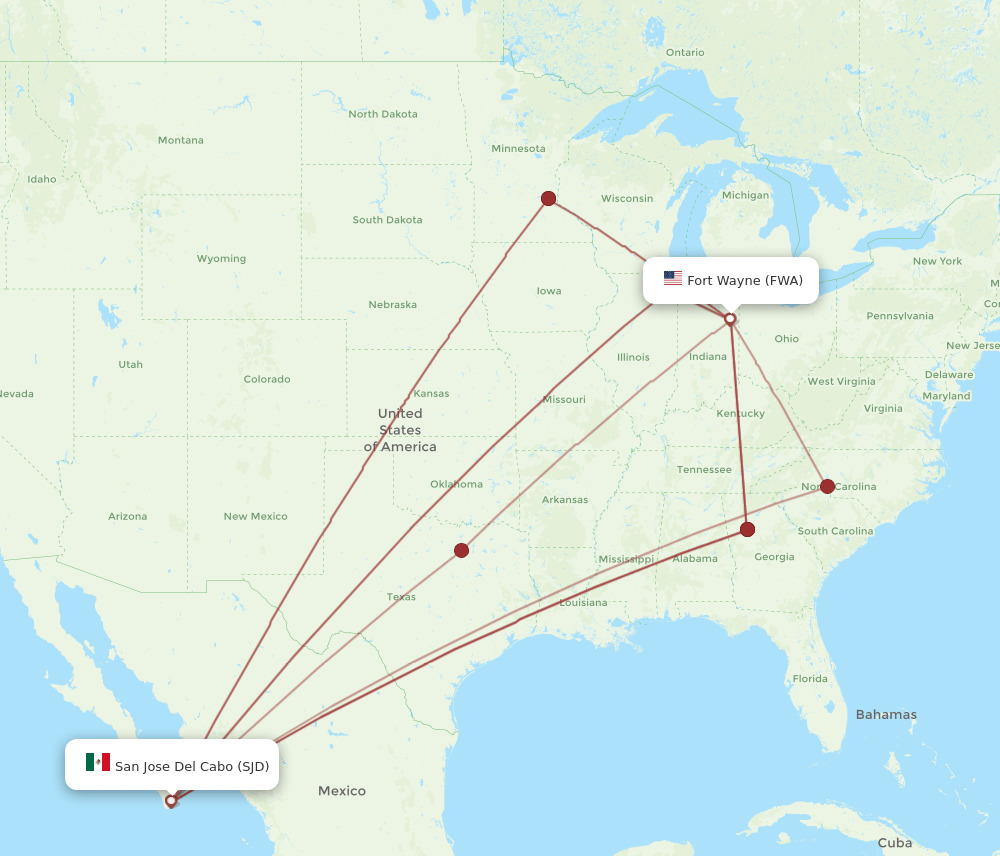 FWA-SJD flight routes