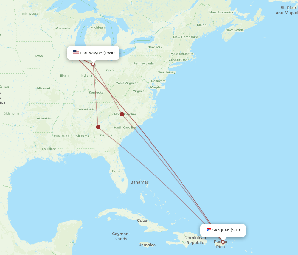 FWA-SJU flight routes