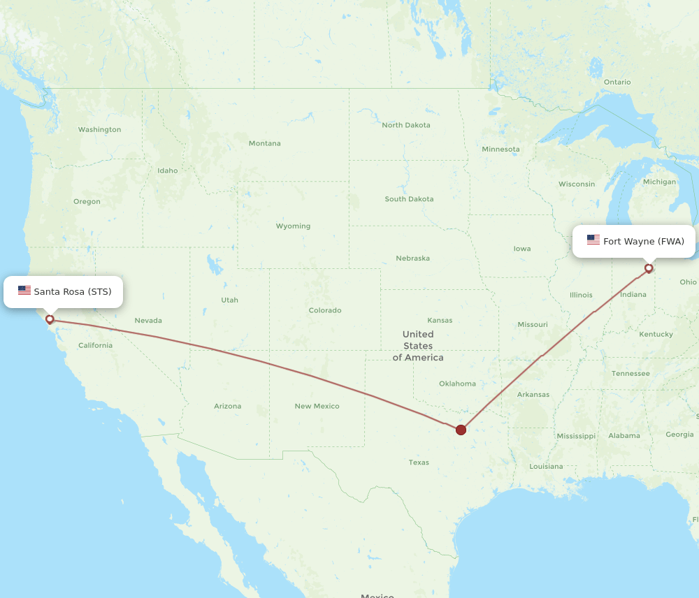 FWA to STS flights and routes map