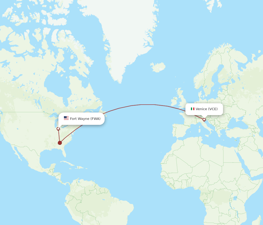FWA-VCE flight routes