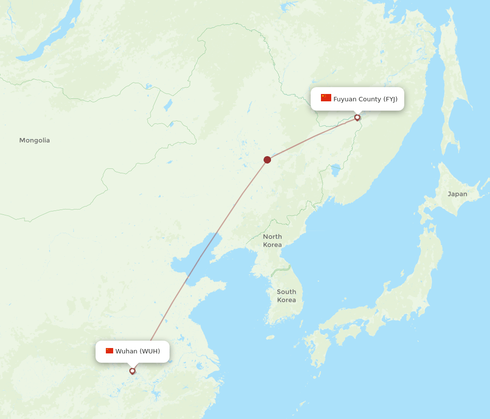 FYJ to WUH flights and routes map